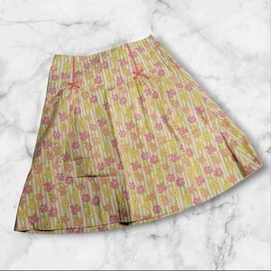 Vintage Y2K Anthropologie Coquette Midi Skirt Bow Detail Size 8 Floral Feminine